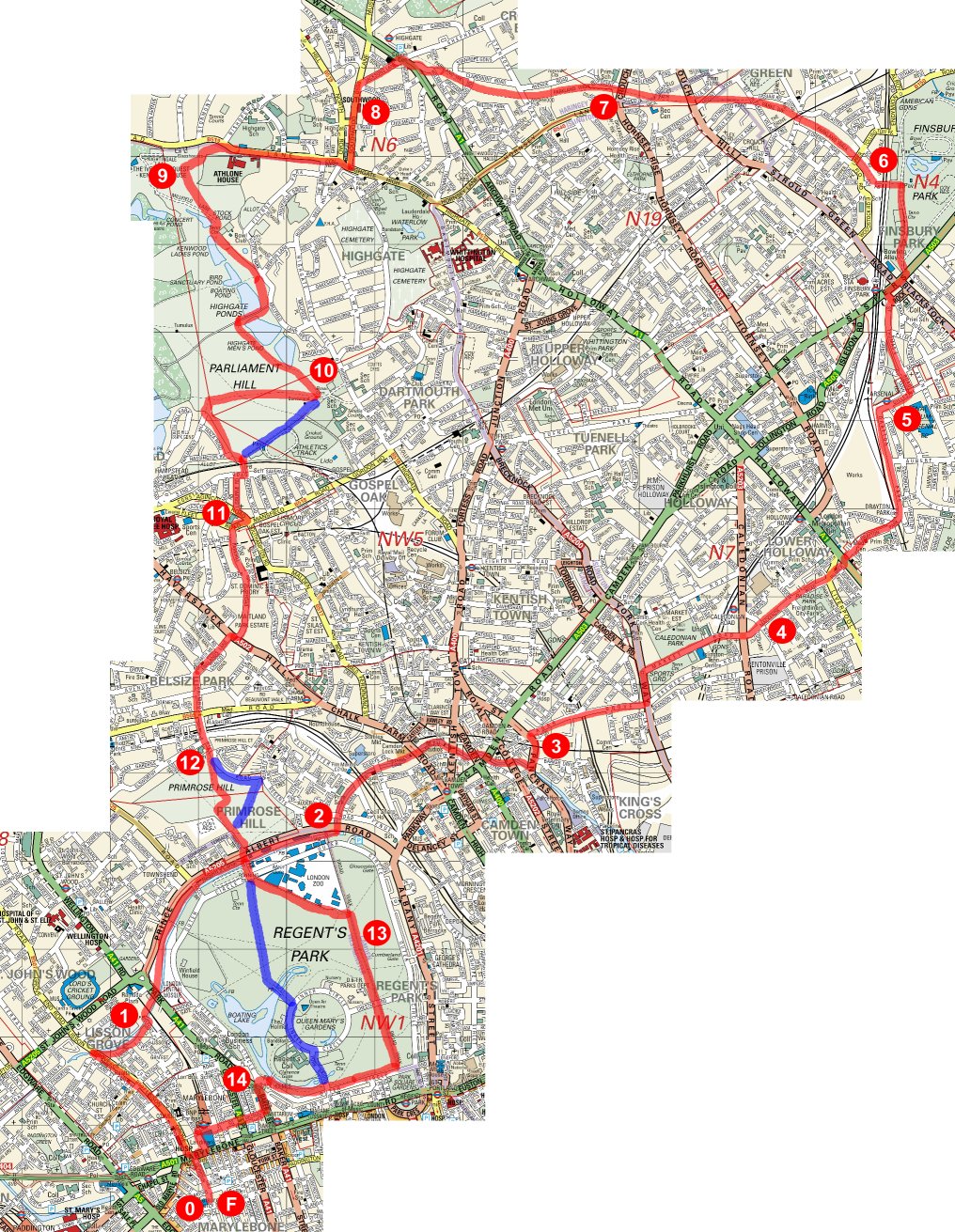 Finsbury Loop route map
