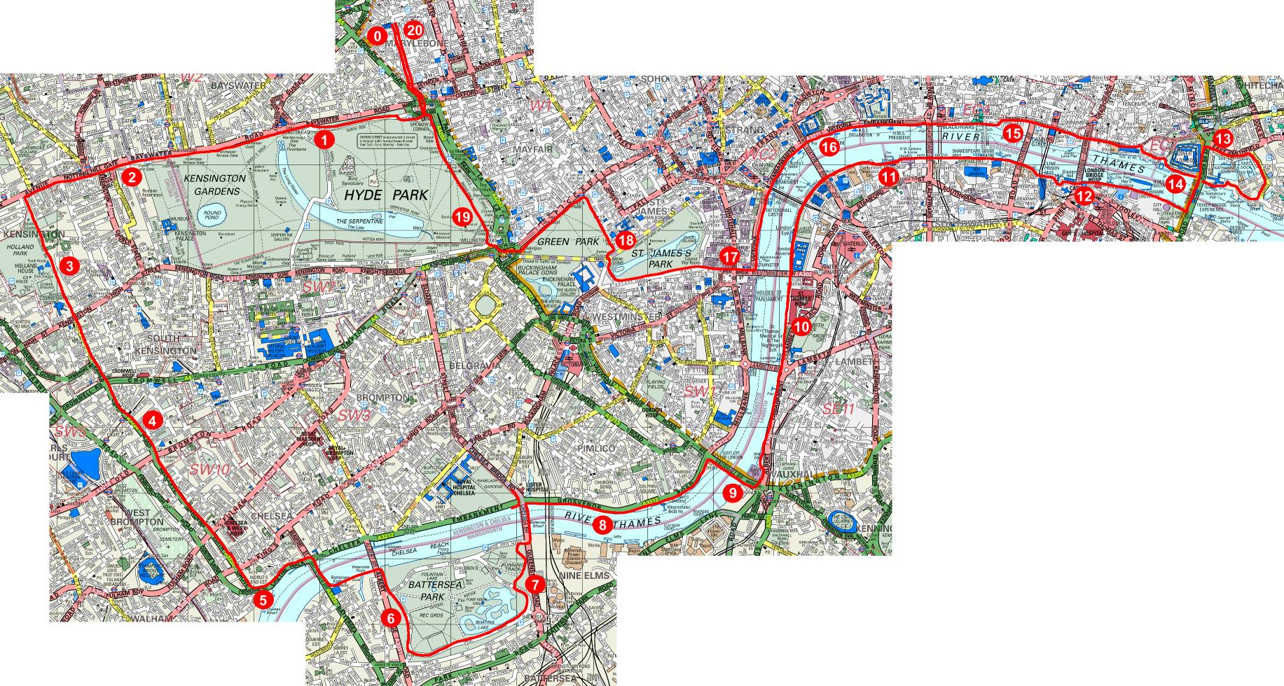 Kensington, Battersea and Tower route map